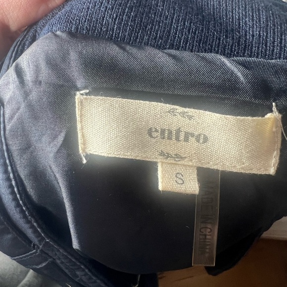 Entro Puffer Quilted Navy Zip Up Vest Sz S Preppy Fall Layering Old Money Padded - Picture 5 of 6